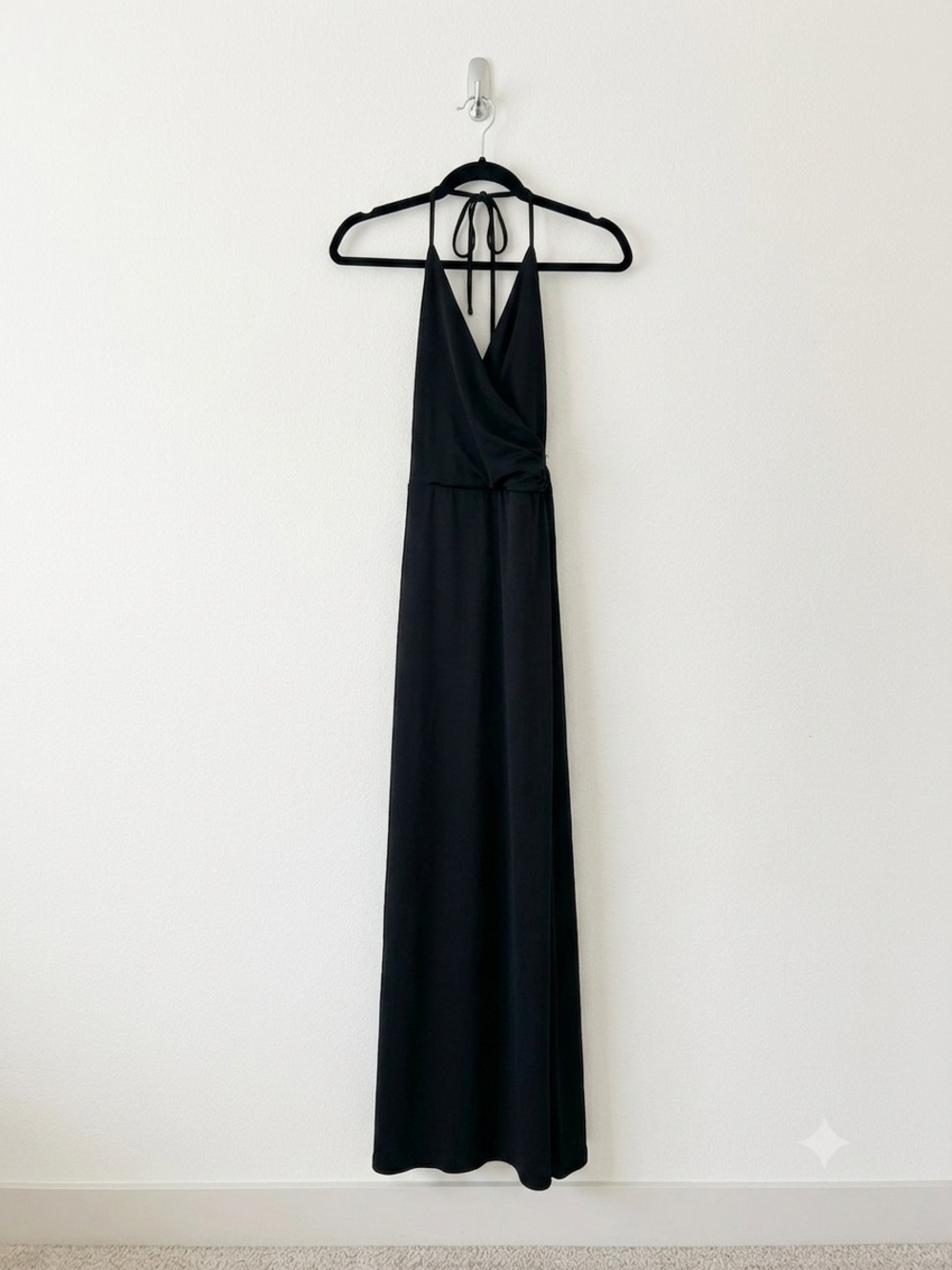 Women's Black Halter Maxi Dress - Sleek Evening Gown
